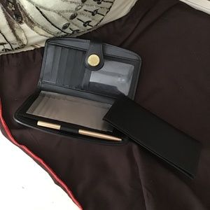 Dooney& Bourke  Black cloth wallet with leather trimming